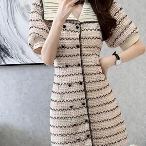 Elegant Cream and Black Women's Dress